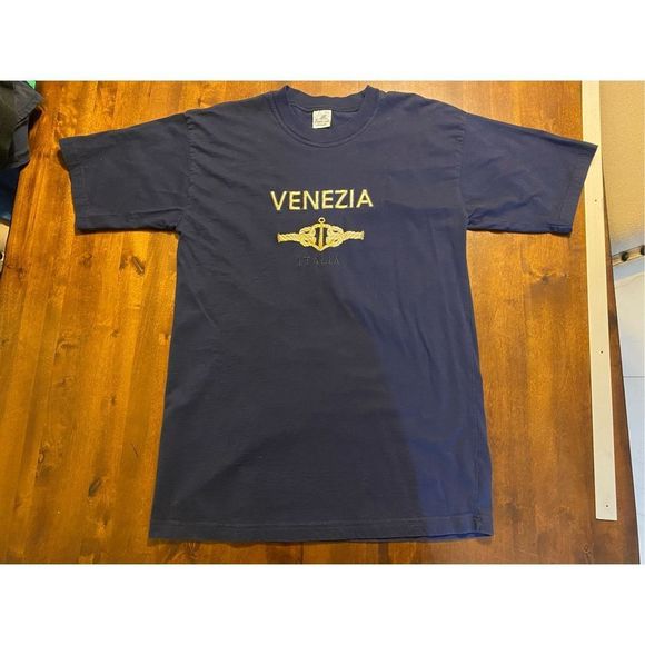 No Brand Other - Vtg Embroidered Venezia Italia Italy Spellout T Shirt Size XXL